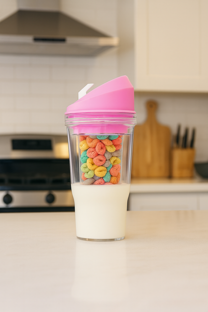 Twisty™ Kubek Śniadaniowy 2w1 – Mleko i Płatki Oddzielnie, Idealny do Pracy i na Uczelnię