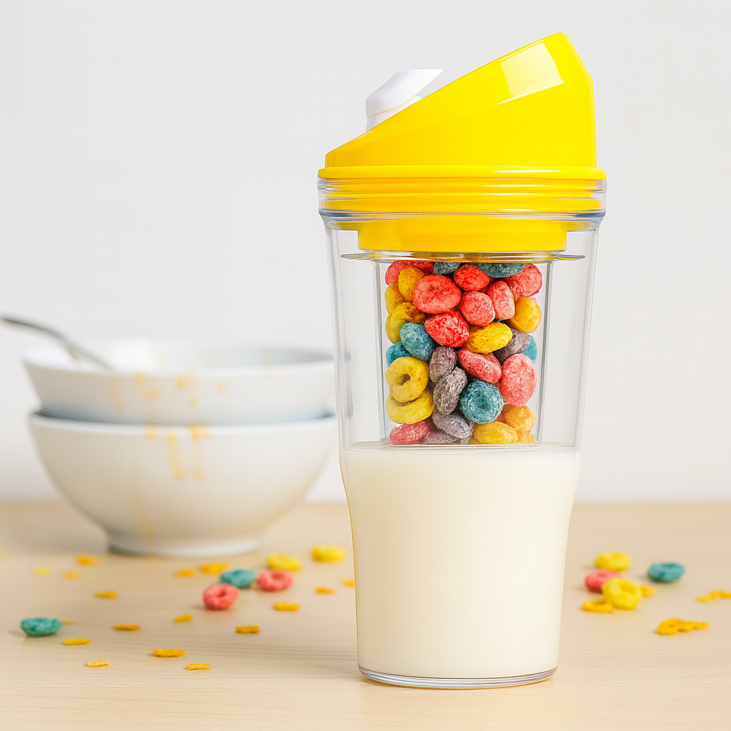 Twisty™ Kubek Śniadaniowy 2w1 – Mleko i Płatki Oddzielnie, Idealny do Pracy i na Uczelnię